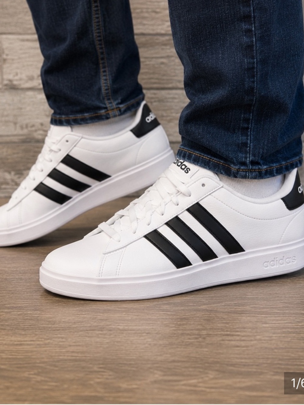 50%offw❤️ Adidas women Size 9 Grand Court 2.0 Shoes White With Black Stripes